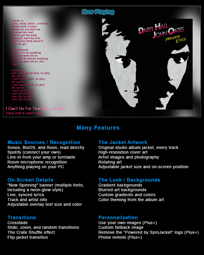 Now Spinning banner and live lyrics