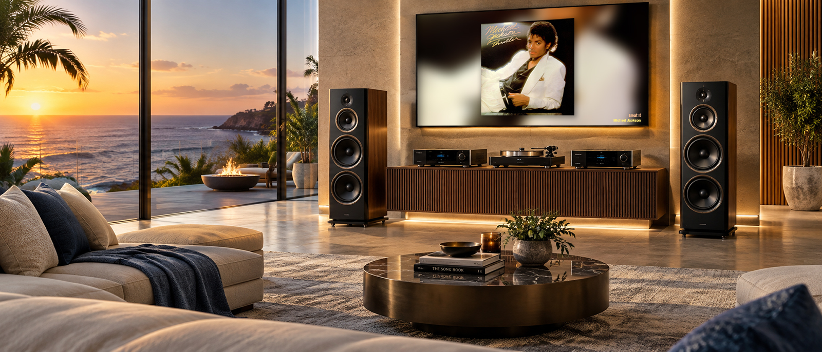 A screen showing full-screen album art